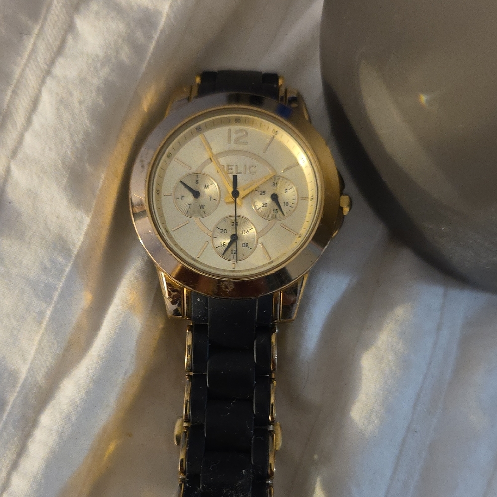 Relic Gold and Black Chronograph Watch